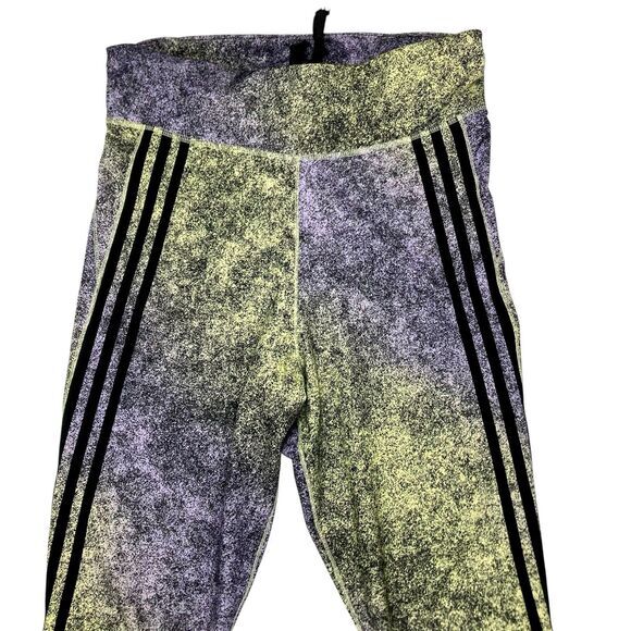 Adidas Feel Brilliant 7/8 Training Leggings L Yellow Tint Black Athletic Pull On - Picture 3 of 15